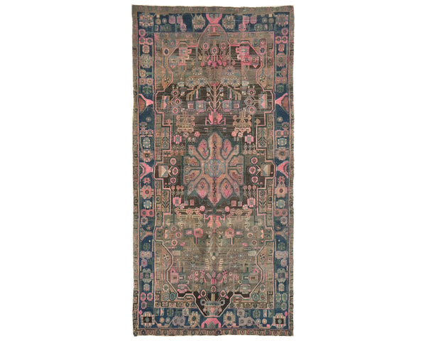 5x10 Vintage Brown Persian Style Hand Knotted Low Pile Wool Area Rug